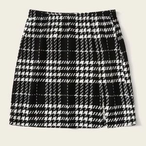 Plaid slit skirt